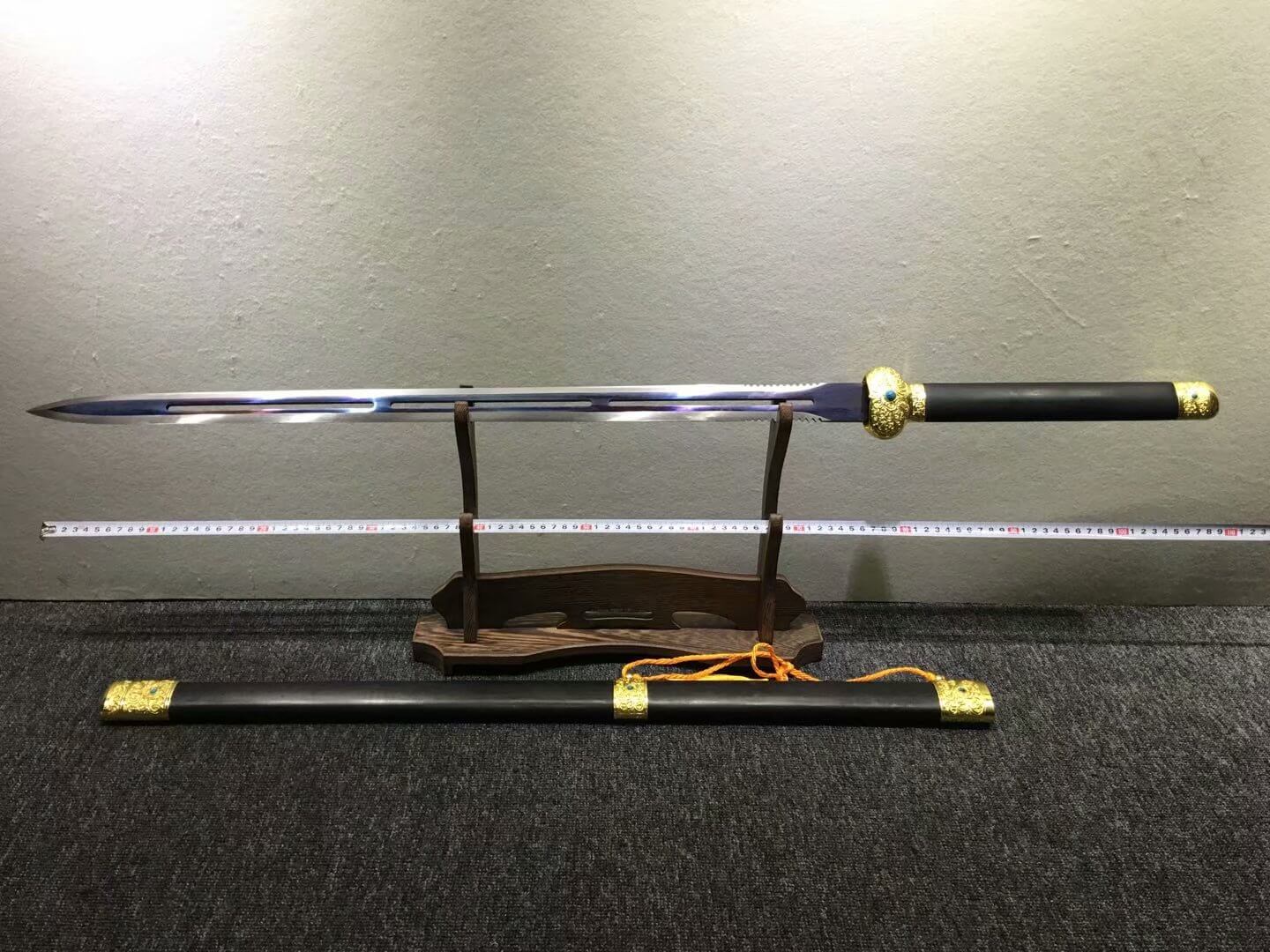 Jinlan sword,High manganese steel hollow blade,Black wood,Alloy fittings - Chinese sword shop