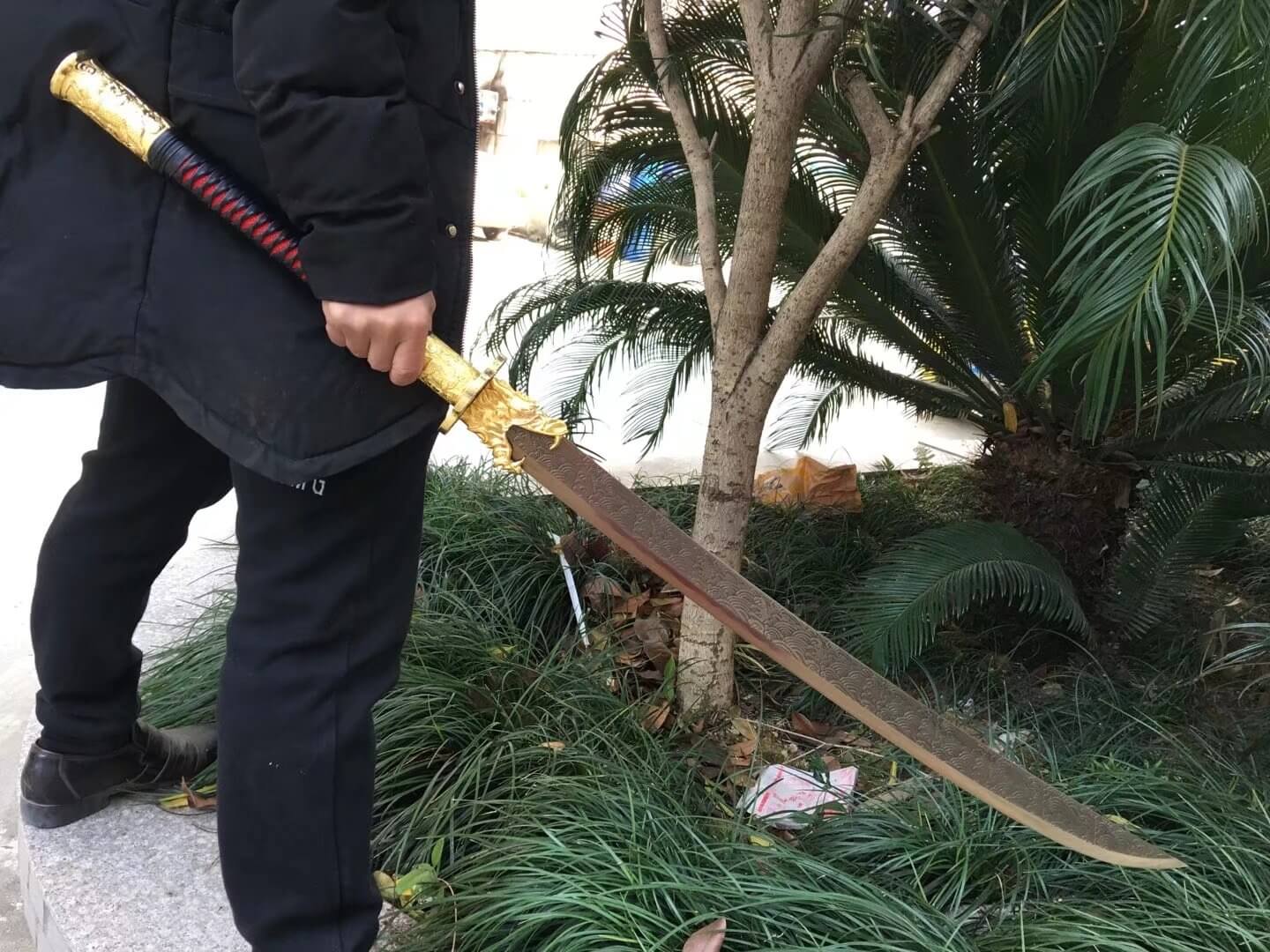 Hacking knife,High manganese steel etching blade,Leather scabbard - Chinese sword shop