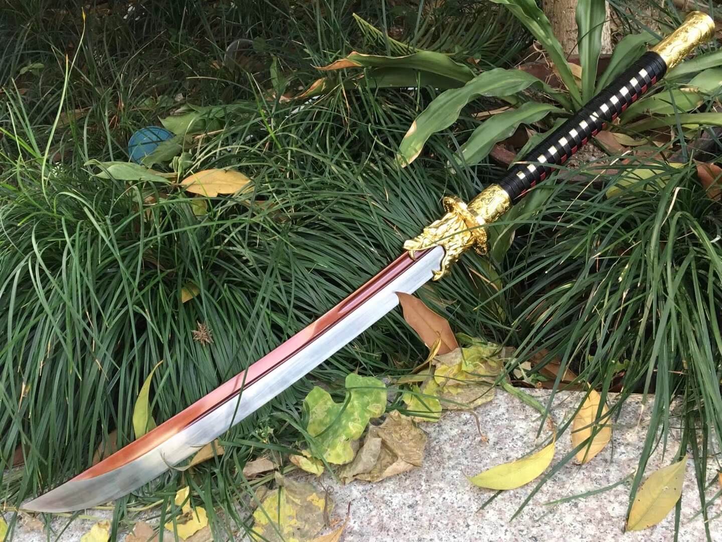 Jinlong dao,High carbon steel blade,Leather scabbard,Alloy fitting - Chinese sword shop