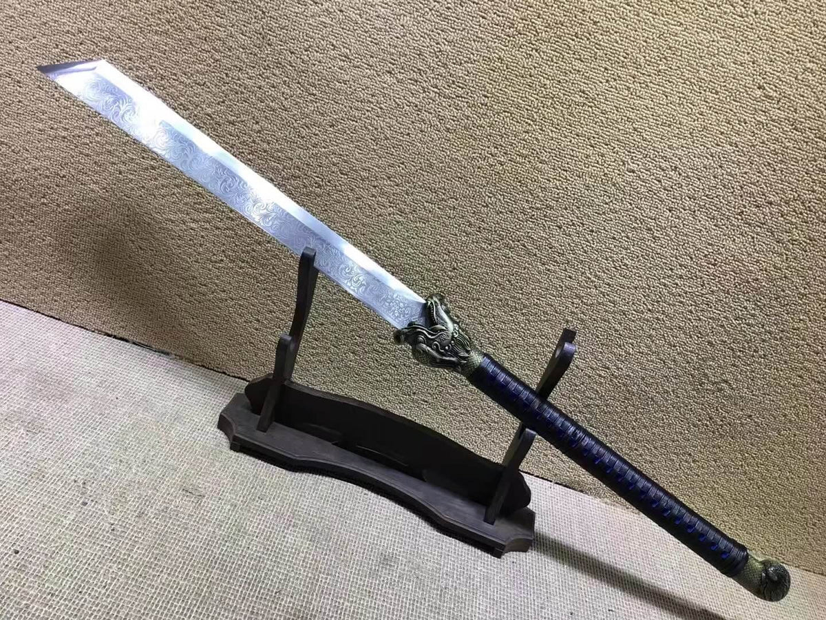 Cleaver,Long handled Broadsword,High carbon steel blade,Leather scabbard - Chinese sword shop