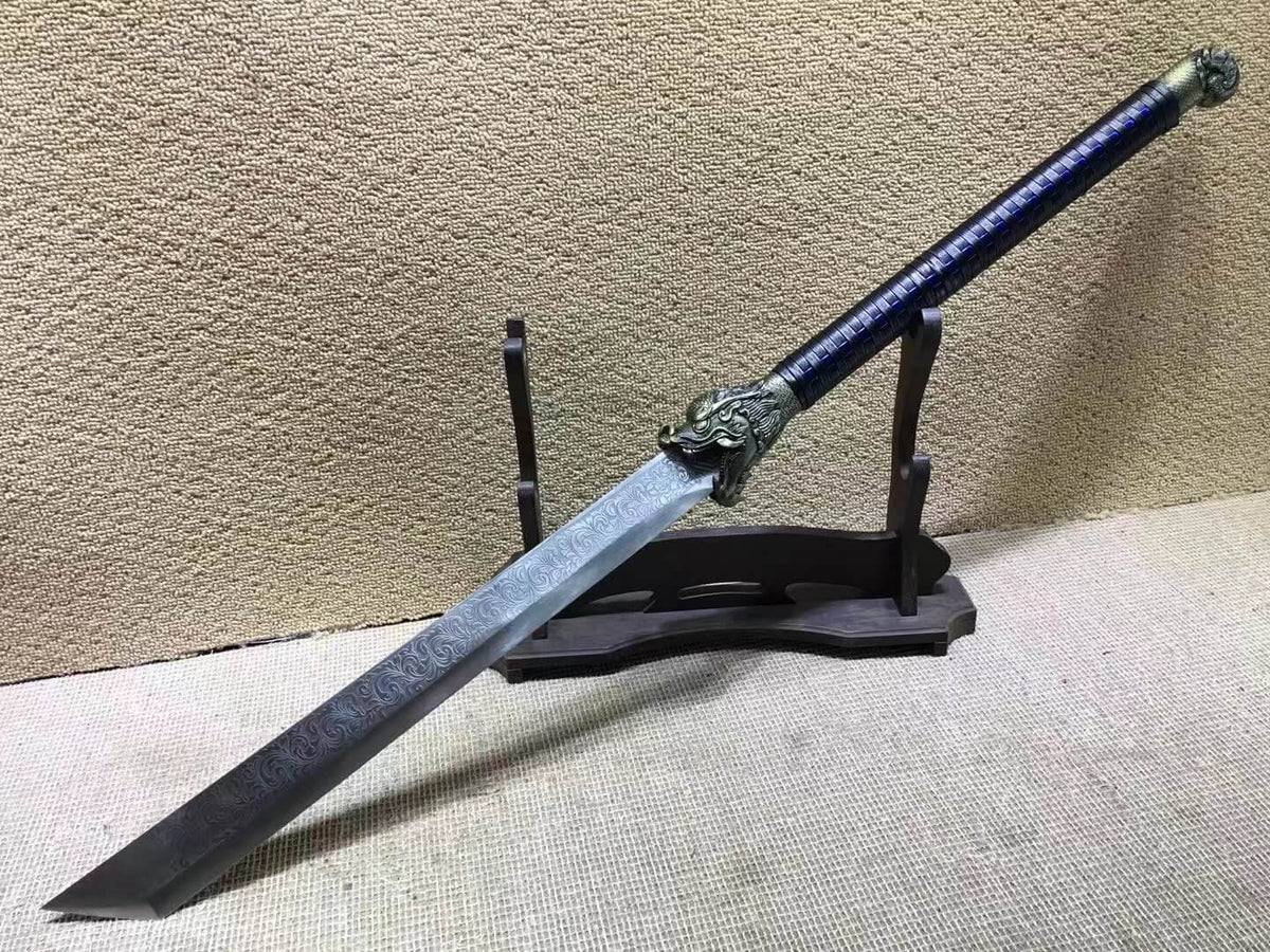 Cleaver,Long handled Broadsword,High carbon steel blade,Leather scabbard - Chinese sword shop