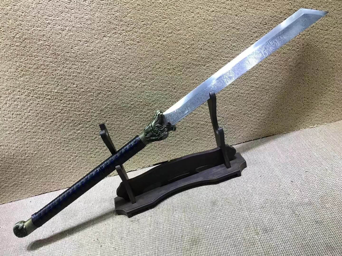 Cleaver,Long handled Broadsword,High carbon steel blade,Leather scabbard - Chinese sword shop