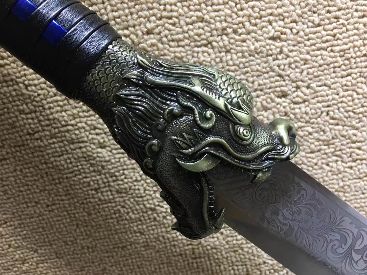 Cleaver,Long handled Broadsword,High carbon steel blade,Leather scabbard - Chinese sword shop