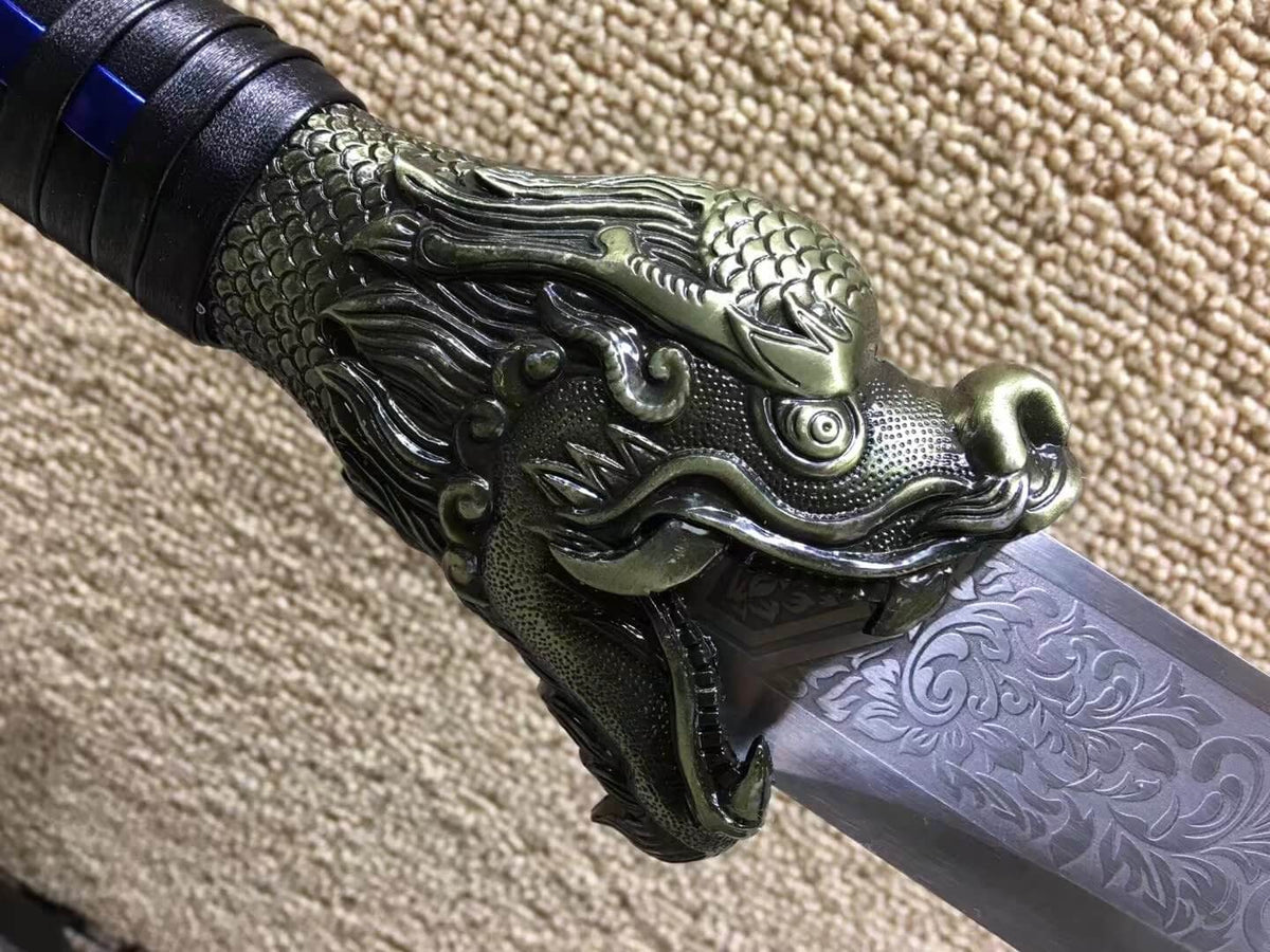 Cleaver,Long handled Broadsword,High carbon steel blade,Leather scabbard - Chinese sword shop