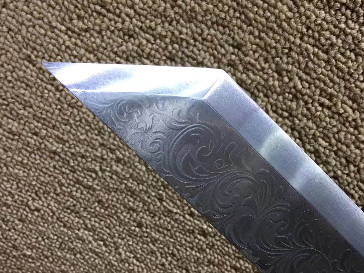 Cleaver,Long handled Broadsword,High carbon steel blade,Leather scabbard - Chinese sword shop