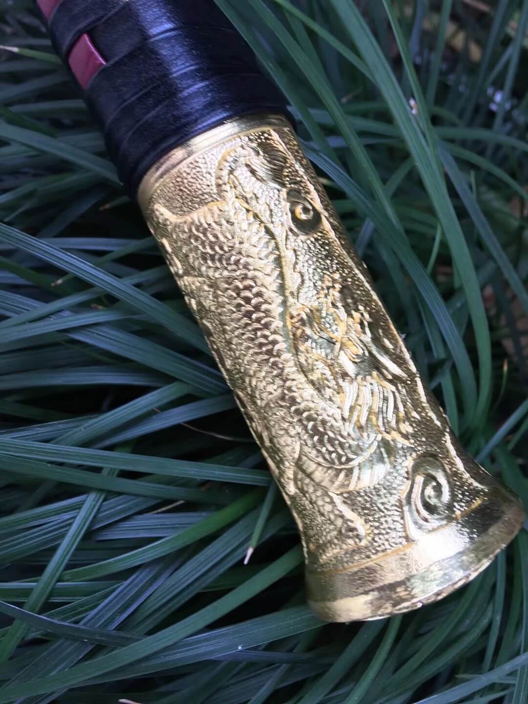 Jinlong dao,High carbon steel blade,Leather scabbard,Alloy fitting - Chinese sword shop