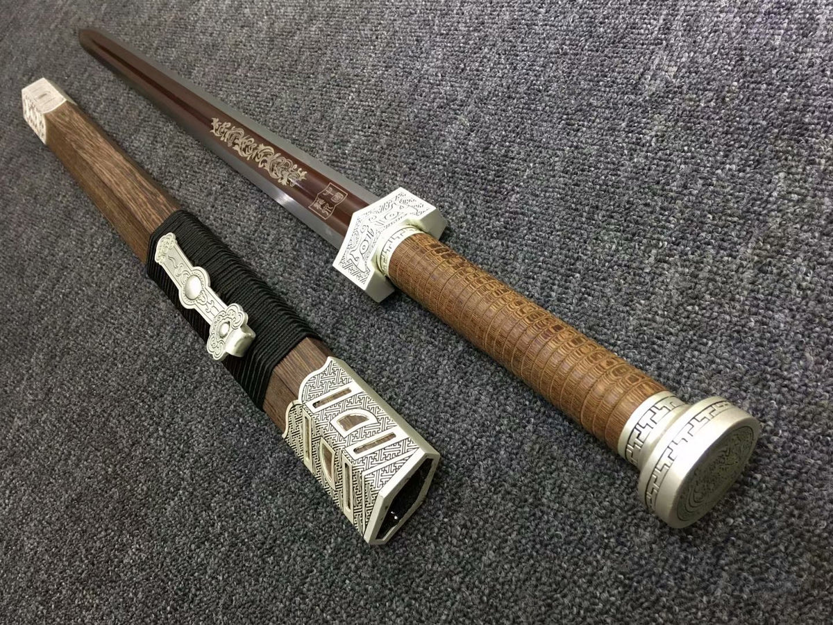 Ruyi jian,Handmade,High carbon steel red blade,Rosewood,Alloy - Chinese sword shop