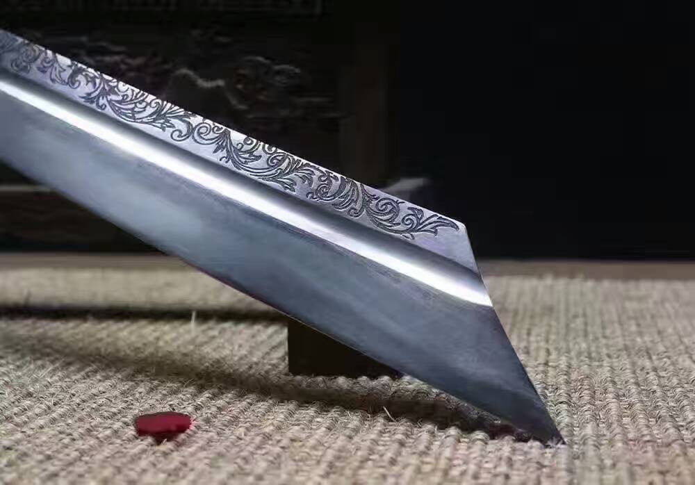 Hacking knife,Broadsword,High speed steel,Leather scabbard - Chinese sword shop