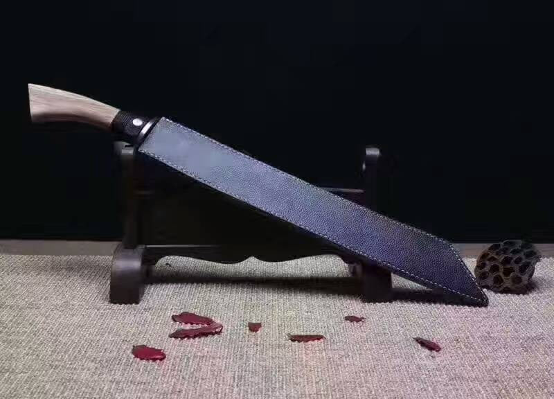 Hacking knife,Broadsword,High speed steel,Leather scabbard - Chinese sword shop