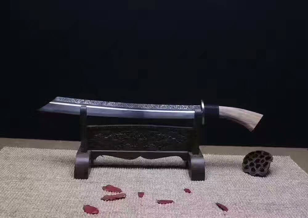 Hacking knife,Broadsword,High speed steel,Leather scabbard - Chinese sword shop