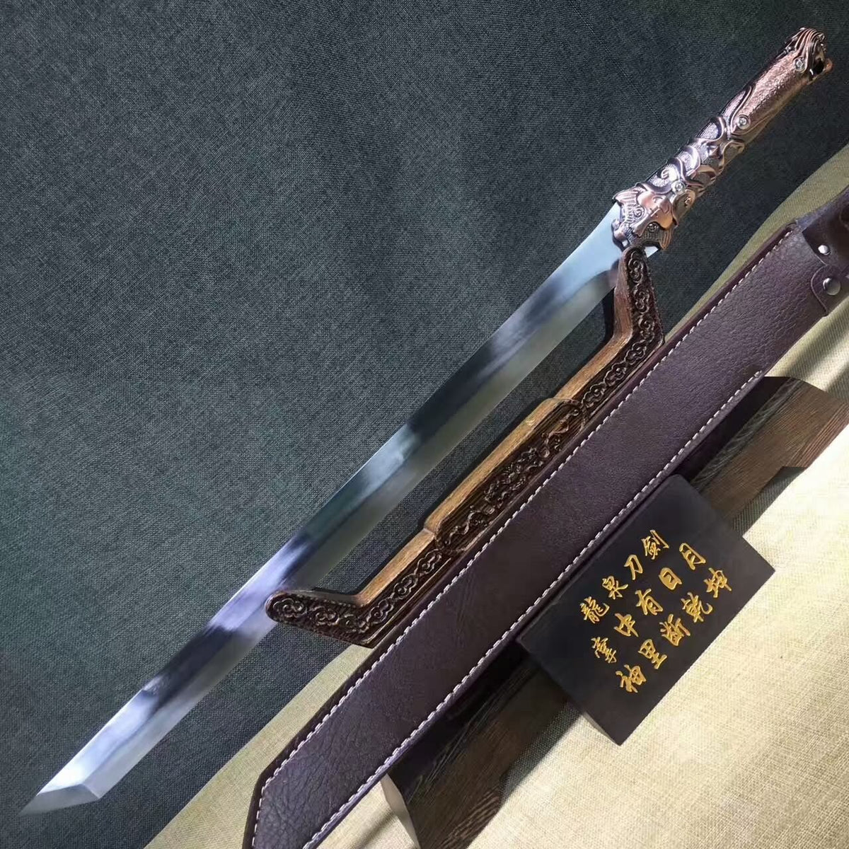 Tang dao(High Manganese steel blade,Leather,Alloy handle)Length 27" - Chinese sword shop