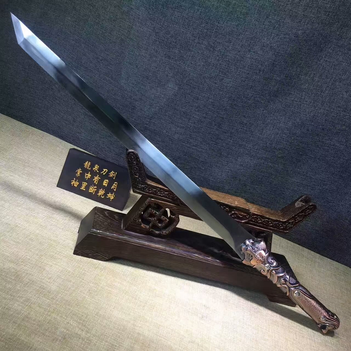 Tang dao(High Manganese steel blade,Leather,Alloy handle)Length 27" - Chinese sword shop