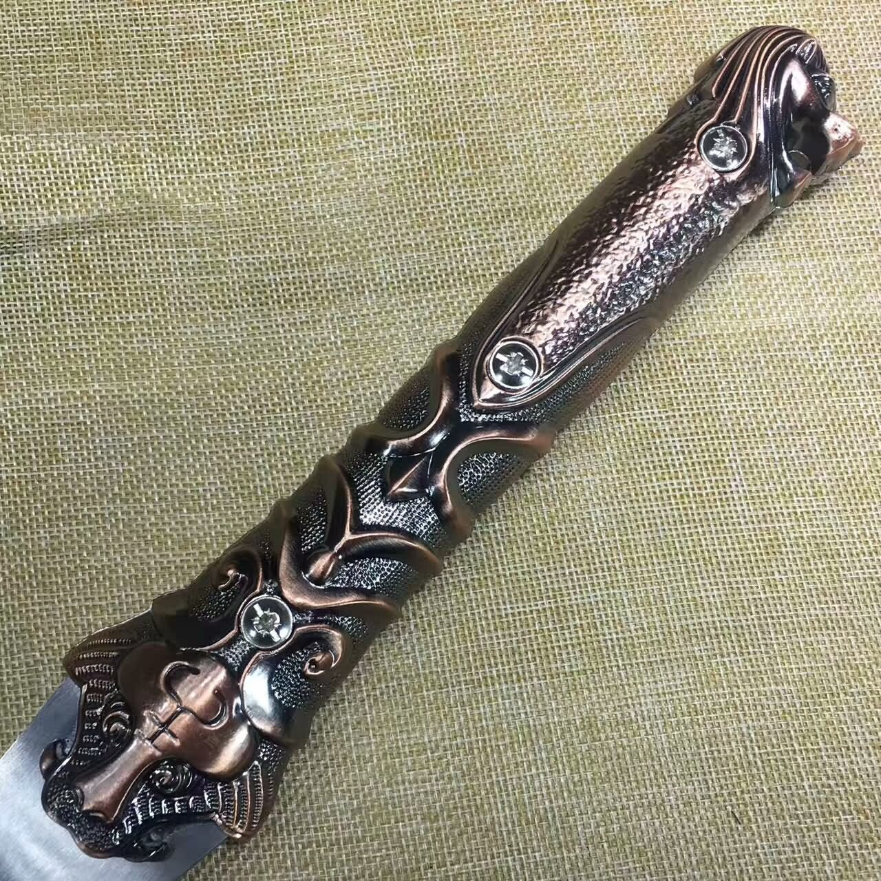 Tang dao(High Manganese steel blade,Leather,Alloy handle)Length 27" - Chinese sword shop