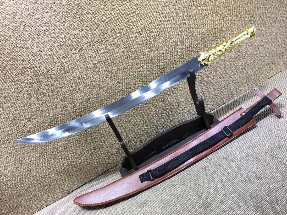 Hunting knife,High carbon steel,Brown scabbard,Alloy fitting,Length 31 inch - Chinese sword shop