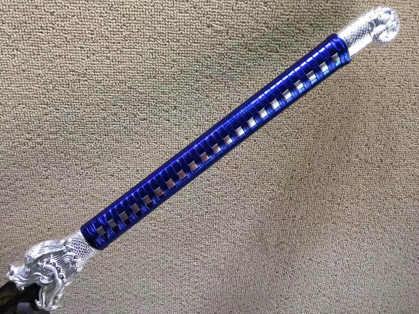 Pudao,Broadsword,High manganese steel black blade,Leather scabbard - Chinese sword shop