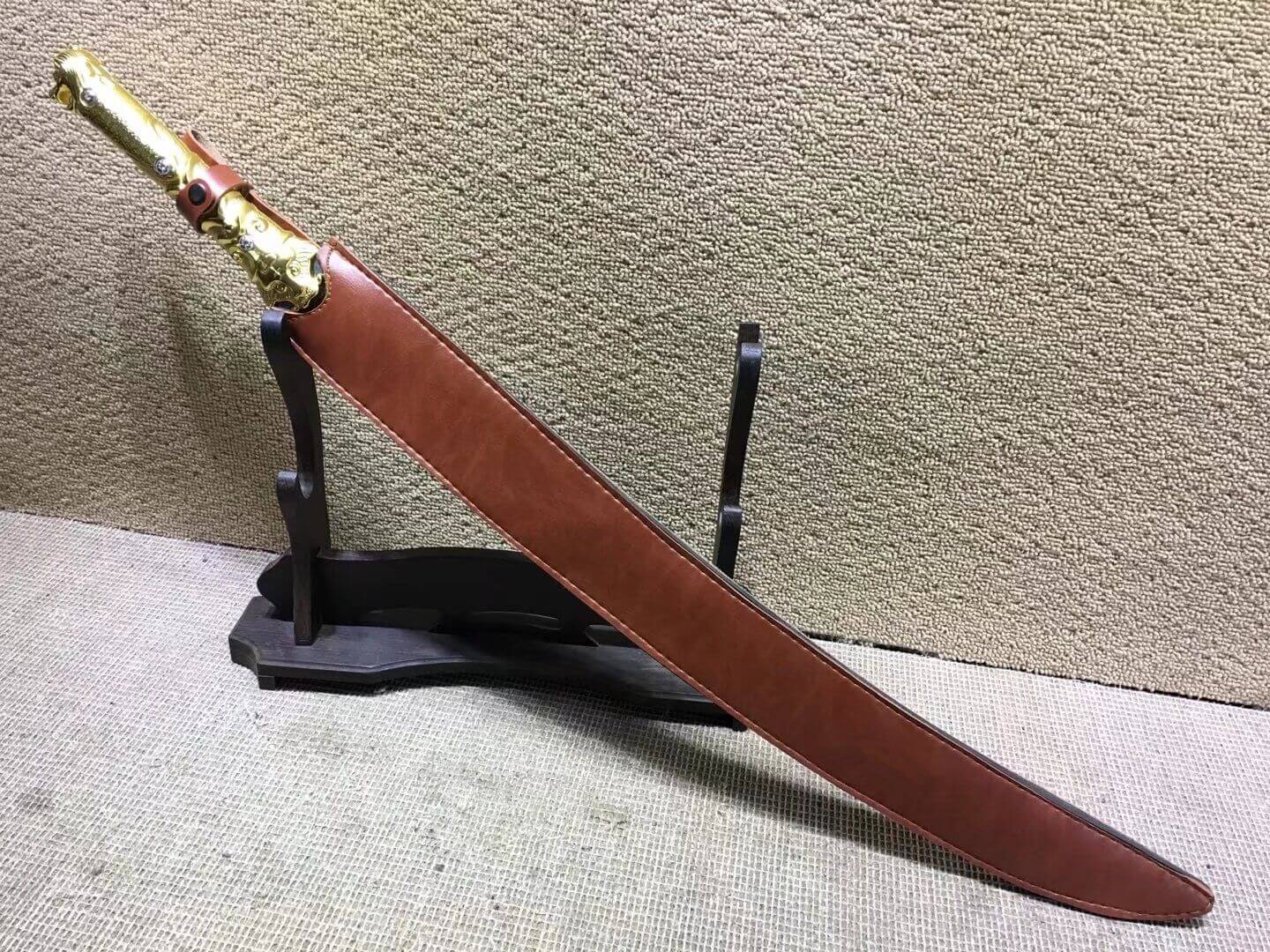 Hunting knife,High carbon steel,Brown scabbard,Alloy fitting,Length 31 inch - Chinese sword shop