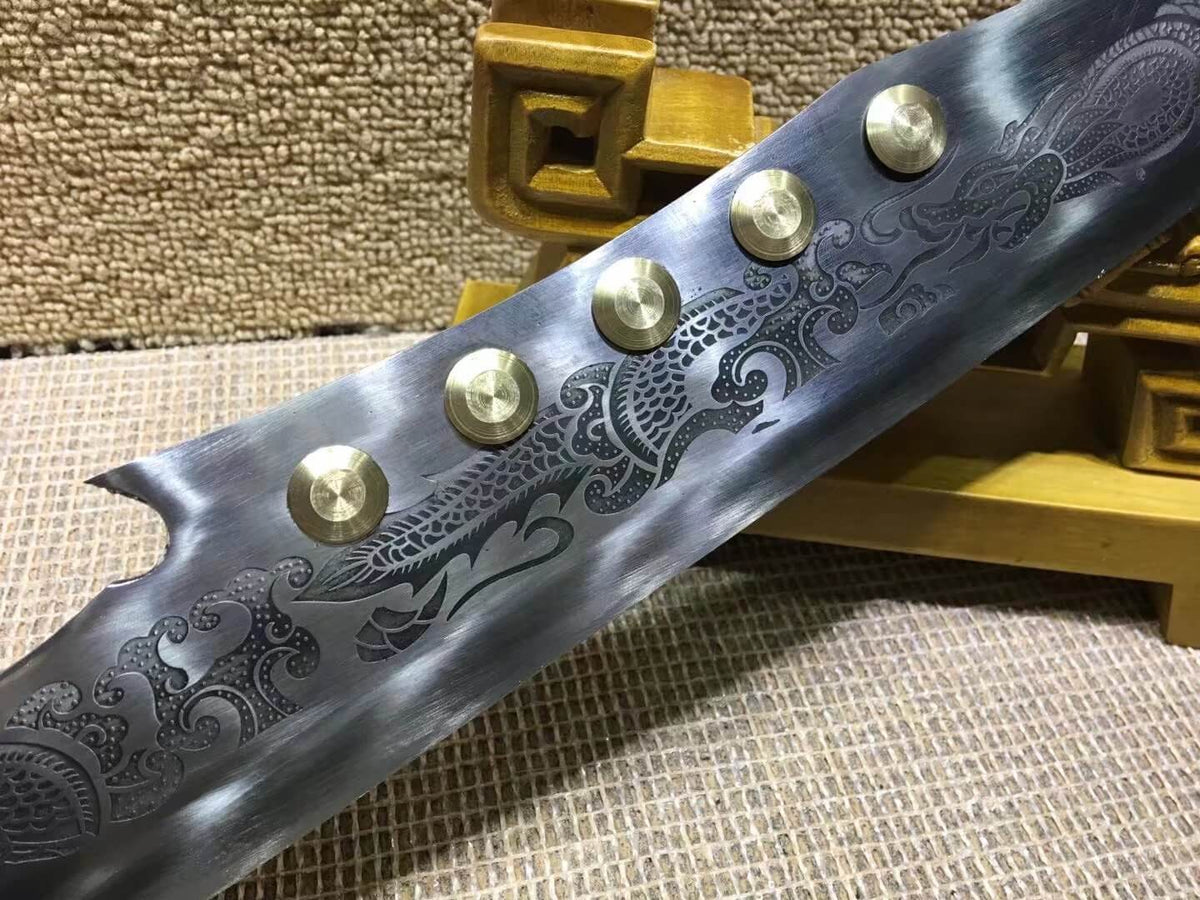 Hunting knife,High carbon steel etching blade,Leather scabbard - Chinese sword shop