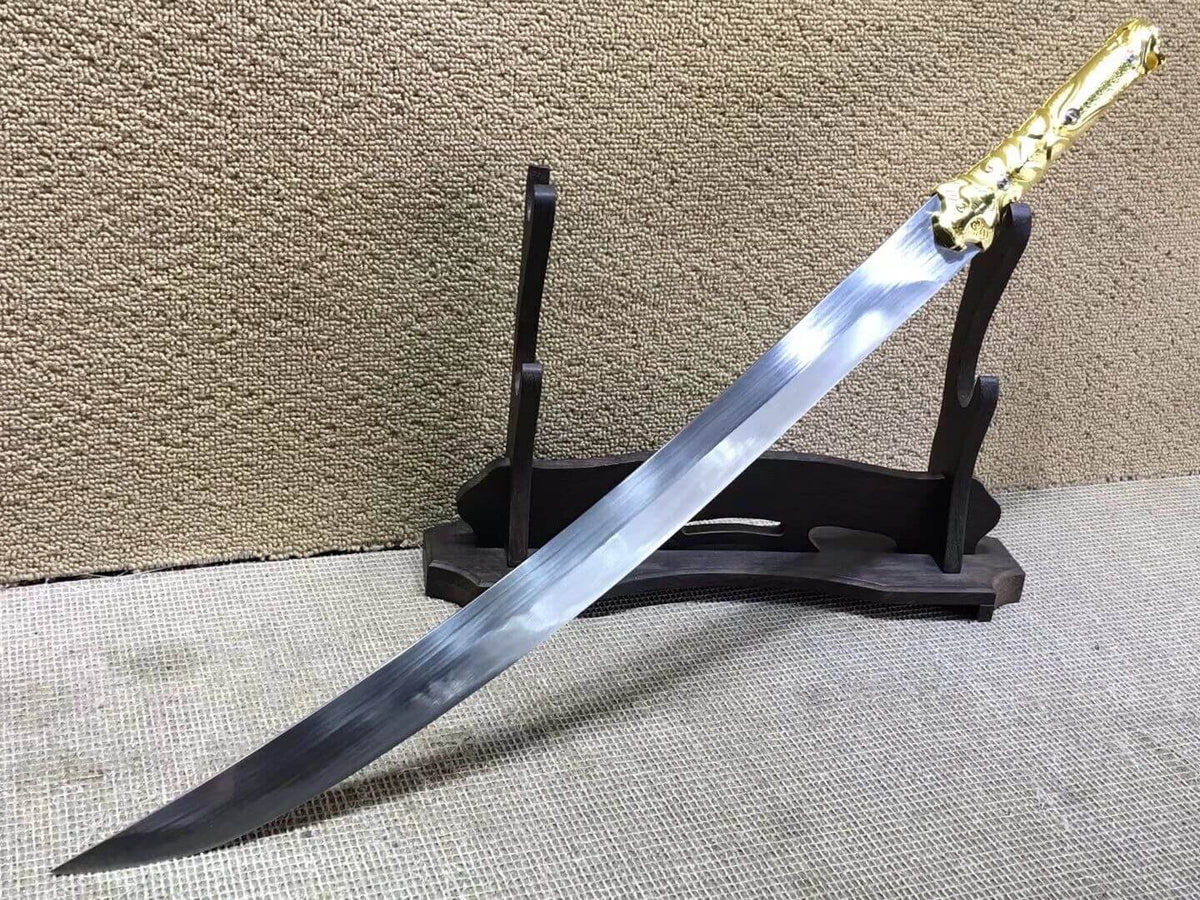 Hunting knife,High carbon steel,Brown scabbard,Alloy fitting,Length 31 inch - Chinese sword shop
