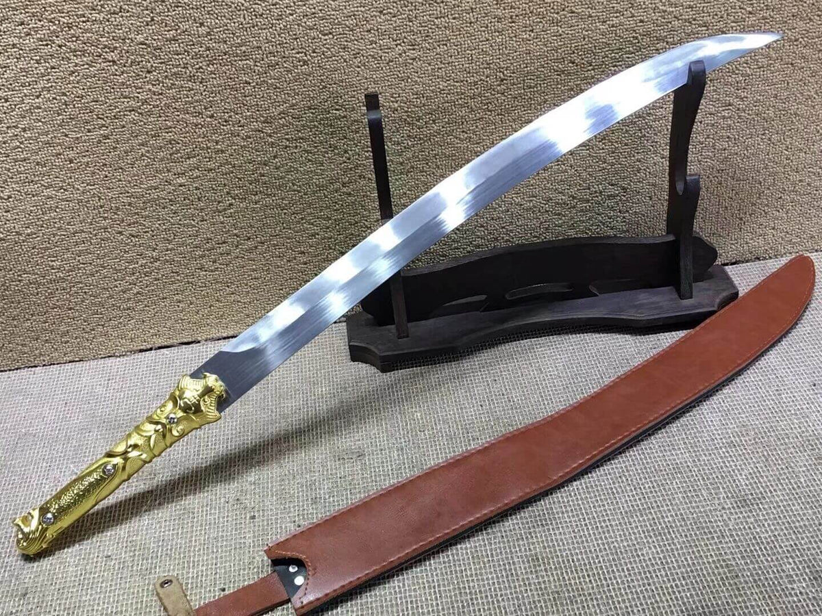 Hunting knife,High carbon steel,Brown scabbard,Alloy fitting,Length 31 inch - Chinese sword shop