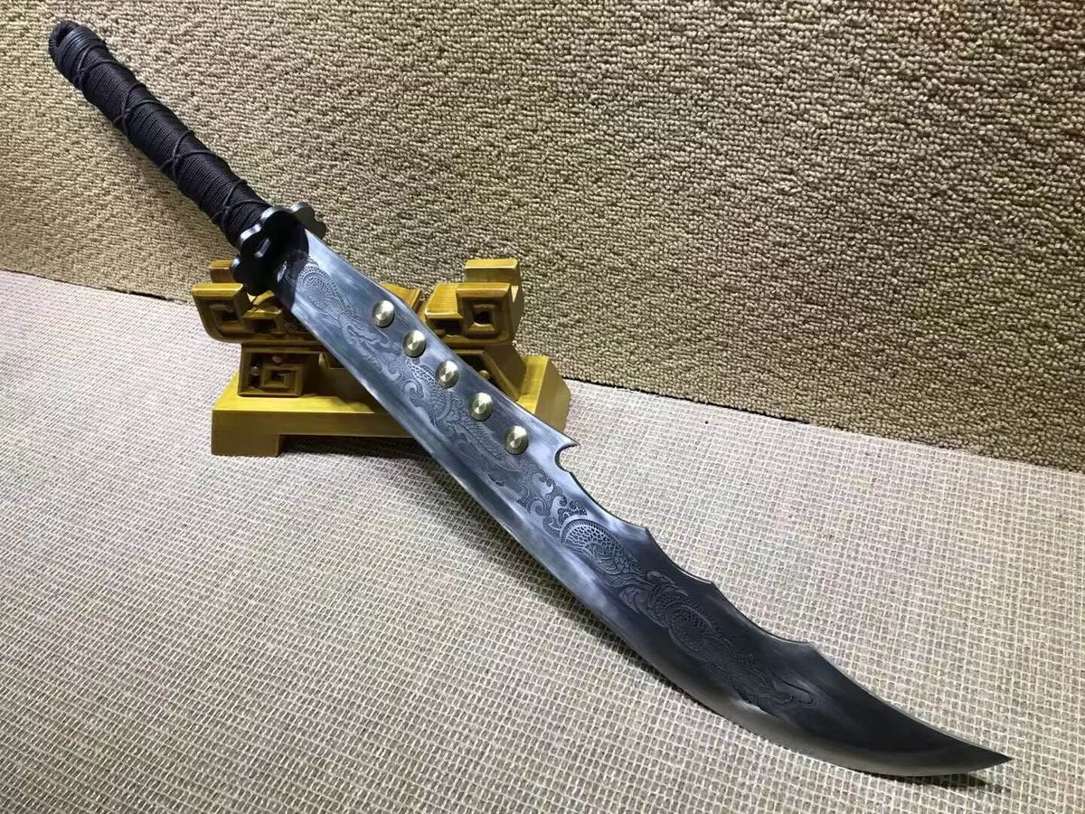 Hunting knife,High carbon steel etching blade,Leather scabbard - Chinese sword shop