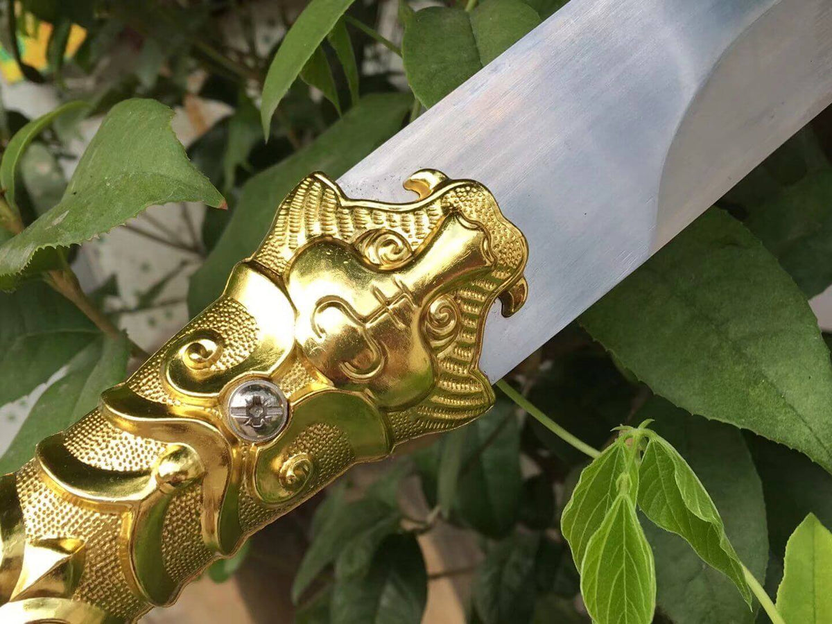 Hunting knife,High carbon steel,Brown scabbard,Alloy fitting,Length 31 inch - Chinese sword shop