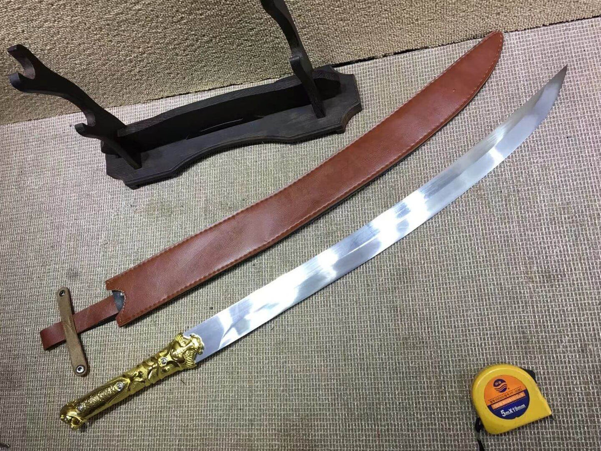 Hunting knife,High carbon steel,Brown scabbard,Alloy fitting,Length 31 inch - Chinese sword shop