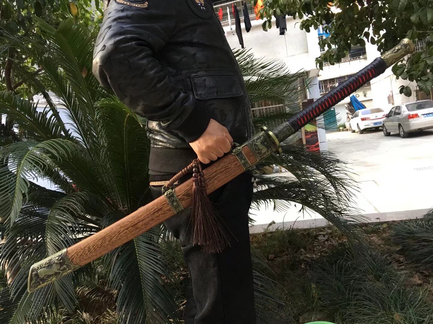 Kangxi sword,Damascus steel red blade,Alloy fittings,Rosewood scabbard - Chinese sword shop