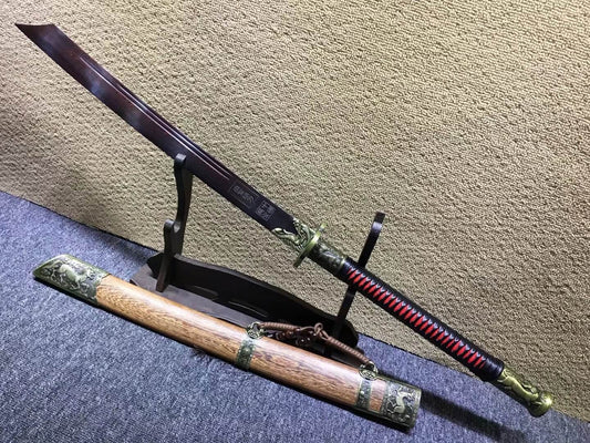 Kangxi sword,Damascus steel red blade,Alloy fittings,Rosewood scabbard - Chinese sword shop