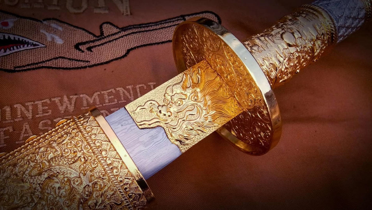 Kangxi baodao sword,Damascus steel blade,Alloy fittings - Chinese sword shop