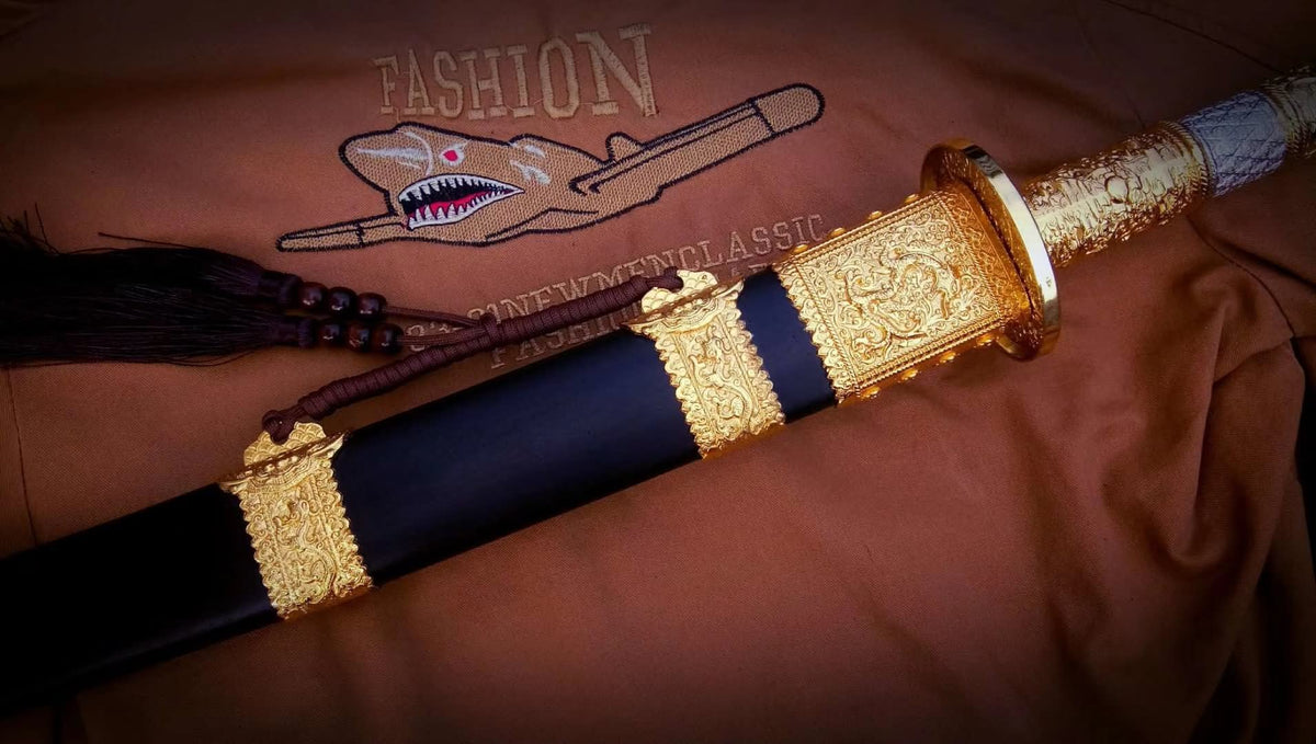 Kangxi baodao sword,Damascus steel blade,Alloy fittings - Chinese sword shop