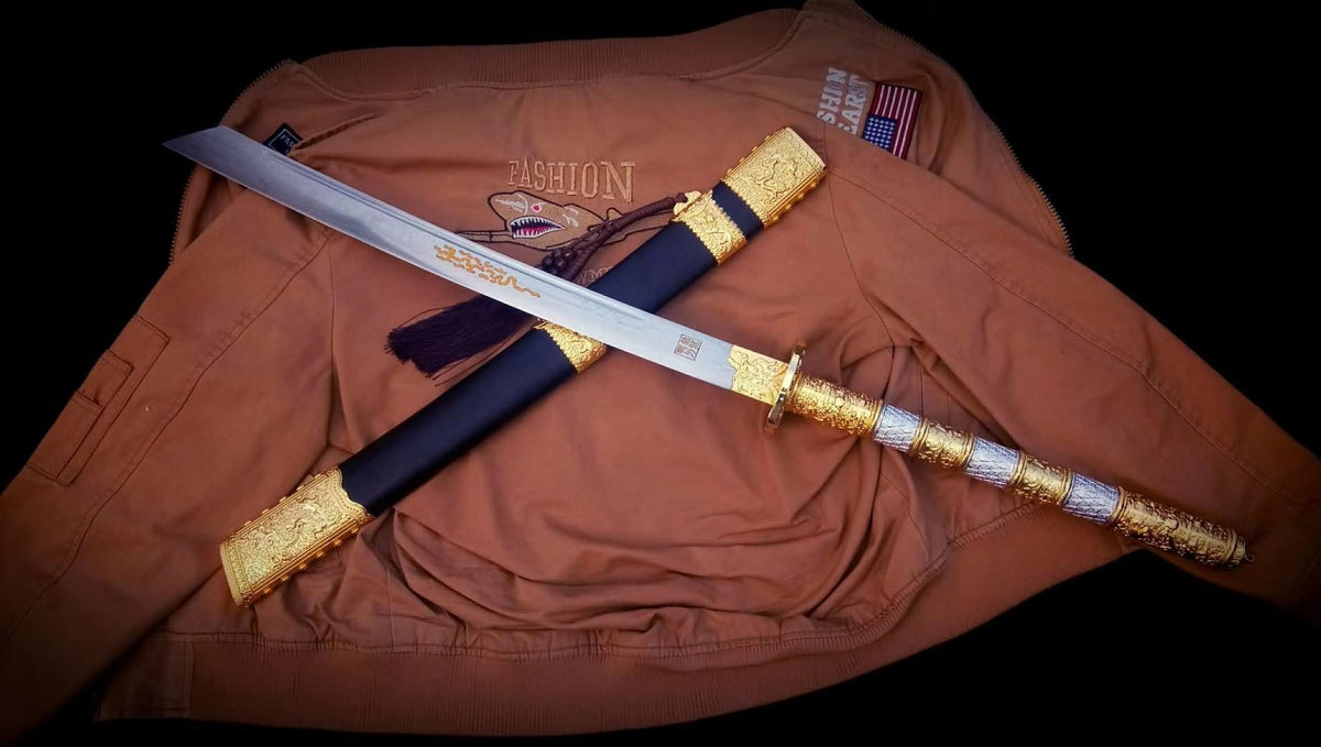 Kangxi baodao sword,Damascus steel blade,Alloy fittings - Chinese sword shop