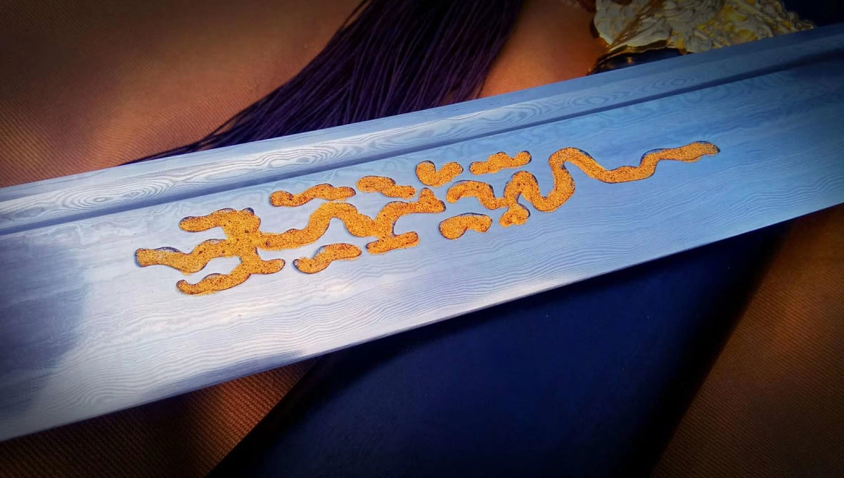 Kangxi baodao sword,Damascus steel blade,Alloy fittings - Chinese sword shop
