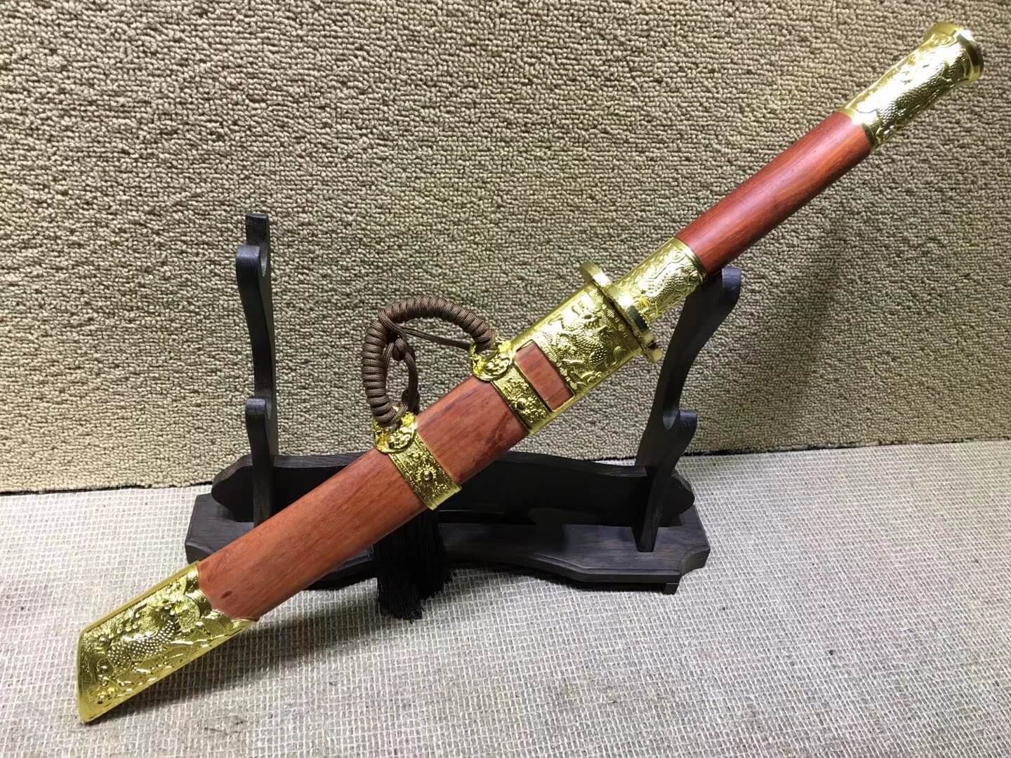 Kangxi dagger,High carbon steel,Red scabbard,Alloy fitted,Length 27" - Chinese sword shop