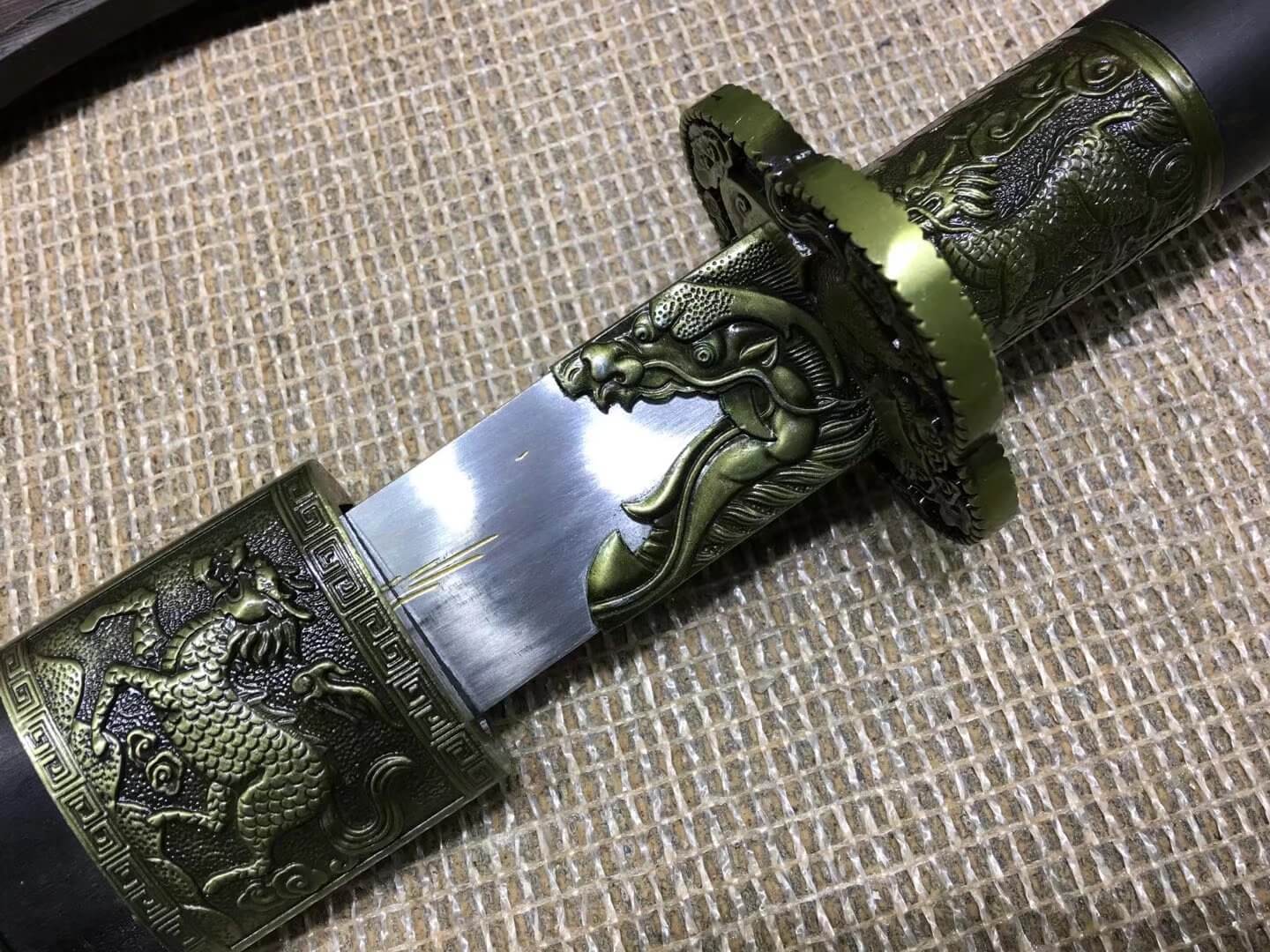 Kangxi dagger,High carbon steel,Black scabbard,Alloy,Length 27" - Chinese sword shop