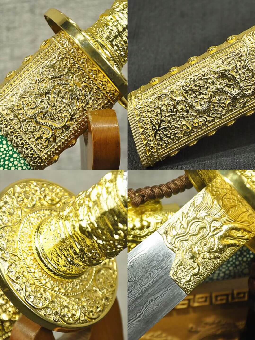 Kangxi collection sword,Damascus steel,Alloy fittings,Imitation skin scabbard - Chinese sword shop