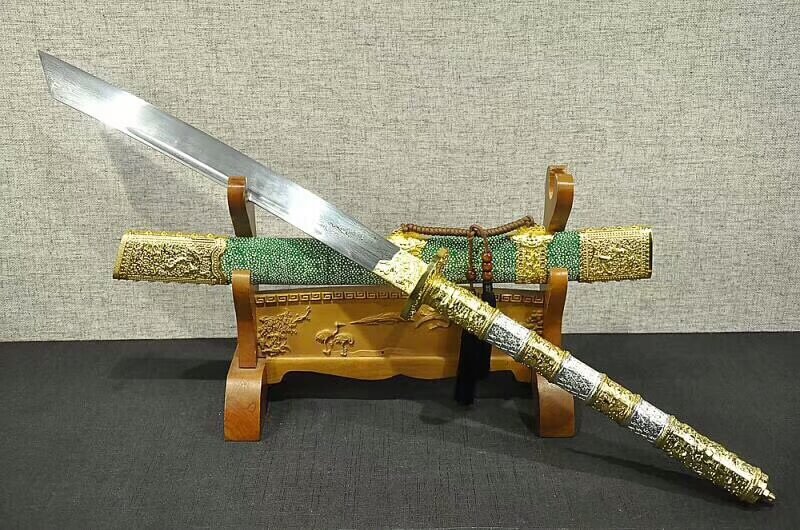 Kangxi collection sword,Damascus steel,Alloy fittings,Imitation skin scabbard - Chinese sword shop