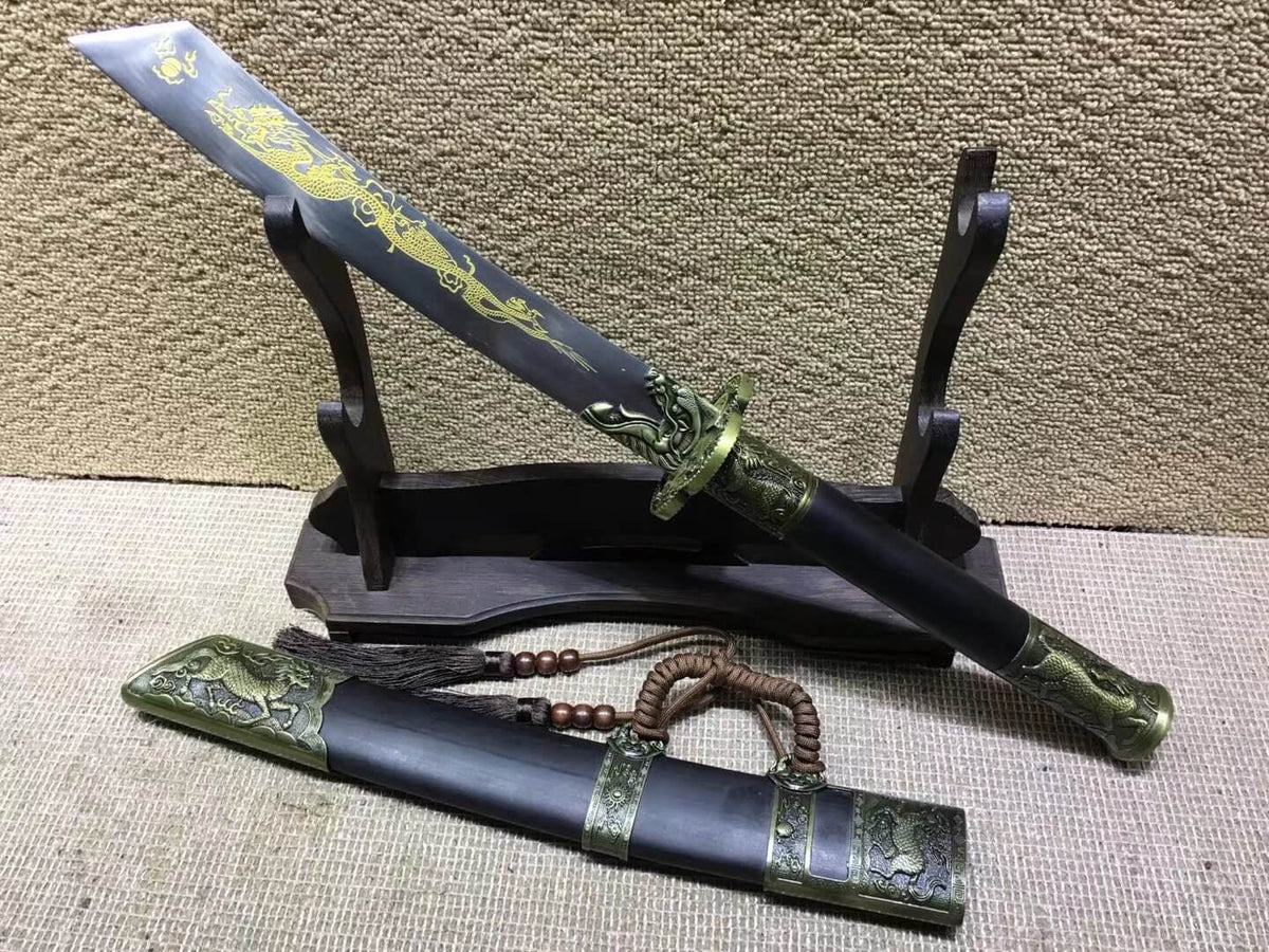 Kangxi dagger,High carbon steel,Black scabbard,Alloy,Length 27" - Chinese sword shop