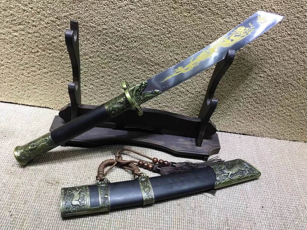 Kangxi dagger,High carbon steel,Black scabbard,Alloy,Length 27" - Chinese sword shop