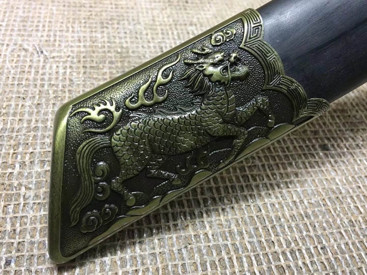 Kangxi dagger,High carbon steel,Black scabbard,Alloy,Length 27" - Chinese sword shop
