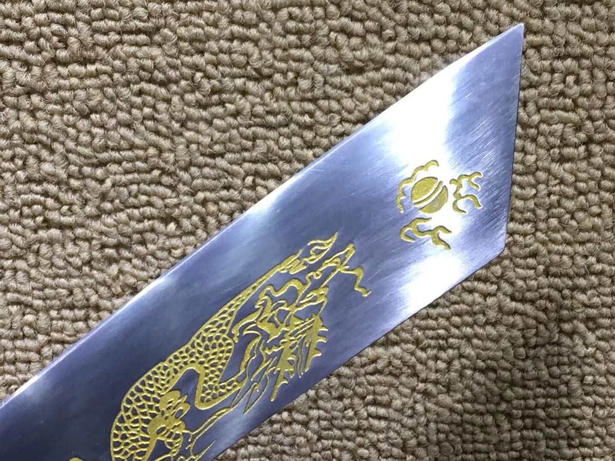 Kangxi dagger,High carbon steel,Black scabbard,Alloy,Length 27" - Chinese sword shop