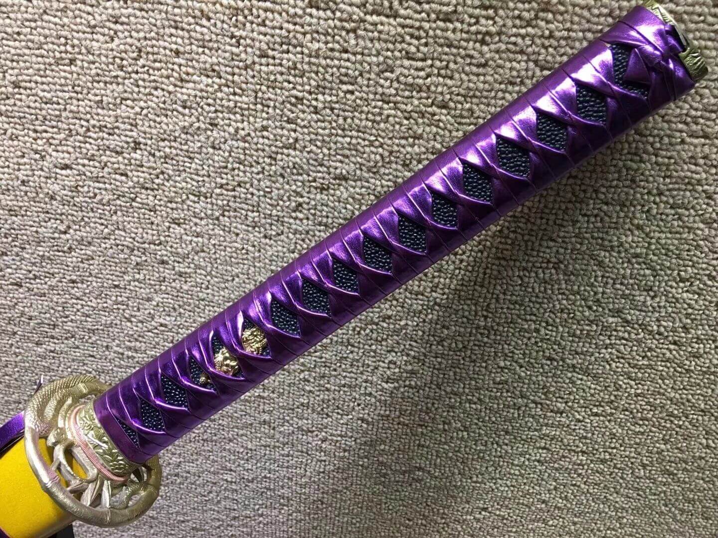 Niger Sabre,Damascus steel dark red blade,Solid wood scabbard,Brass fittings,Length 34" - Chinese sword shop