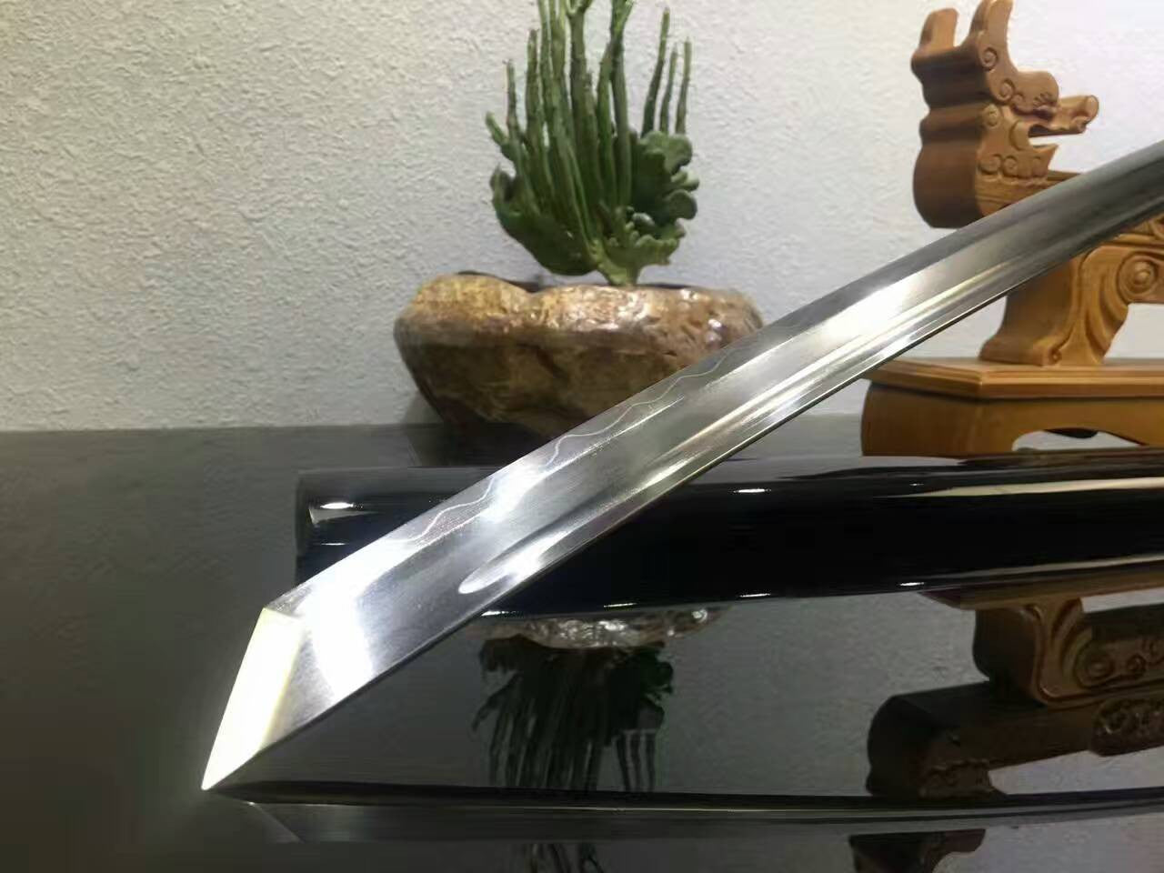 Samurai Tiger sword/High carbon steel burn blade/Wood Scabbard/Brass Tosogu - Chinese sword shop