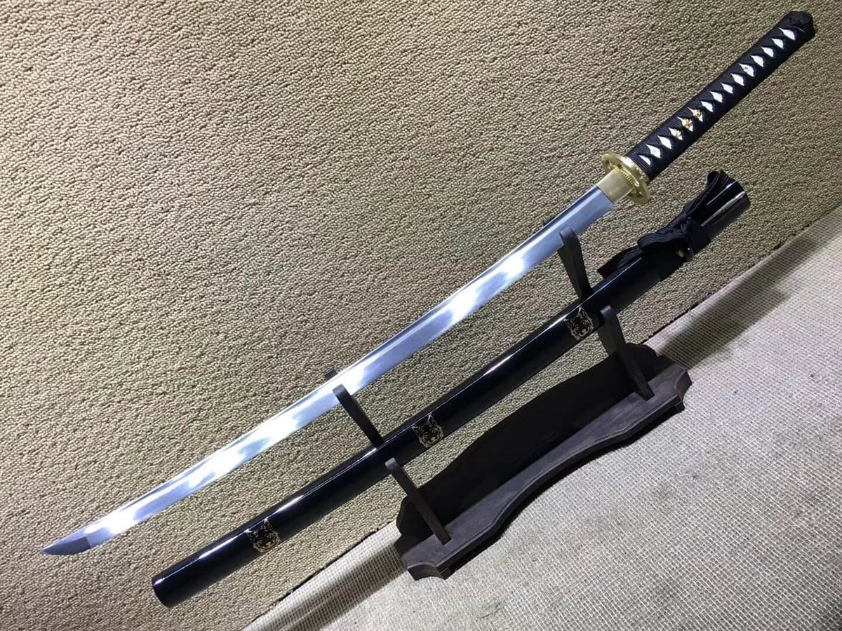 Samurai swords,Medium carbon steel bade,Black scabbard,Brass fitteds - Chinese sword shop