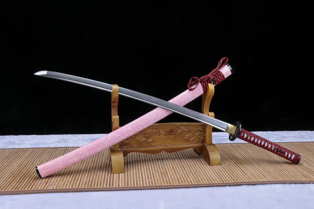 Samurai sword,Medium carbon steel blade,Pink scabbard - Chinese sword shop