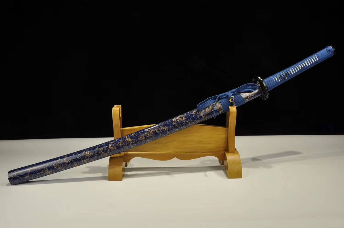 katana(Damascus steel gold blade,Wood scabbard,Alloy fittings)Full tang - Chinese sword shop