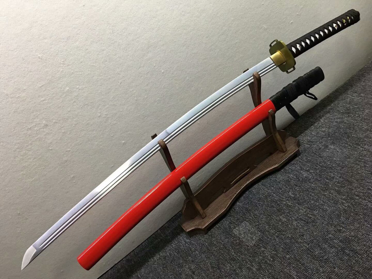 katana,High manganese steel blade,Red black scabbard,Alloy - Chinese sword shop