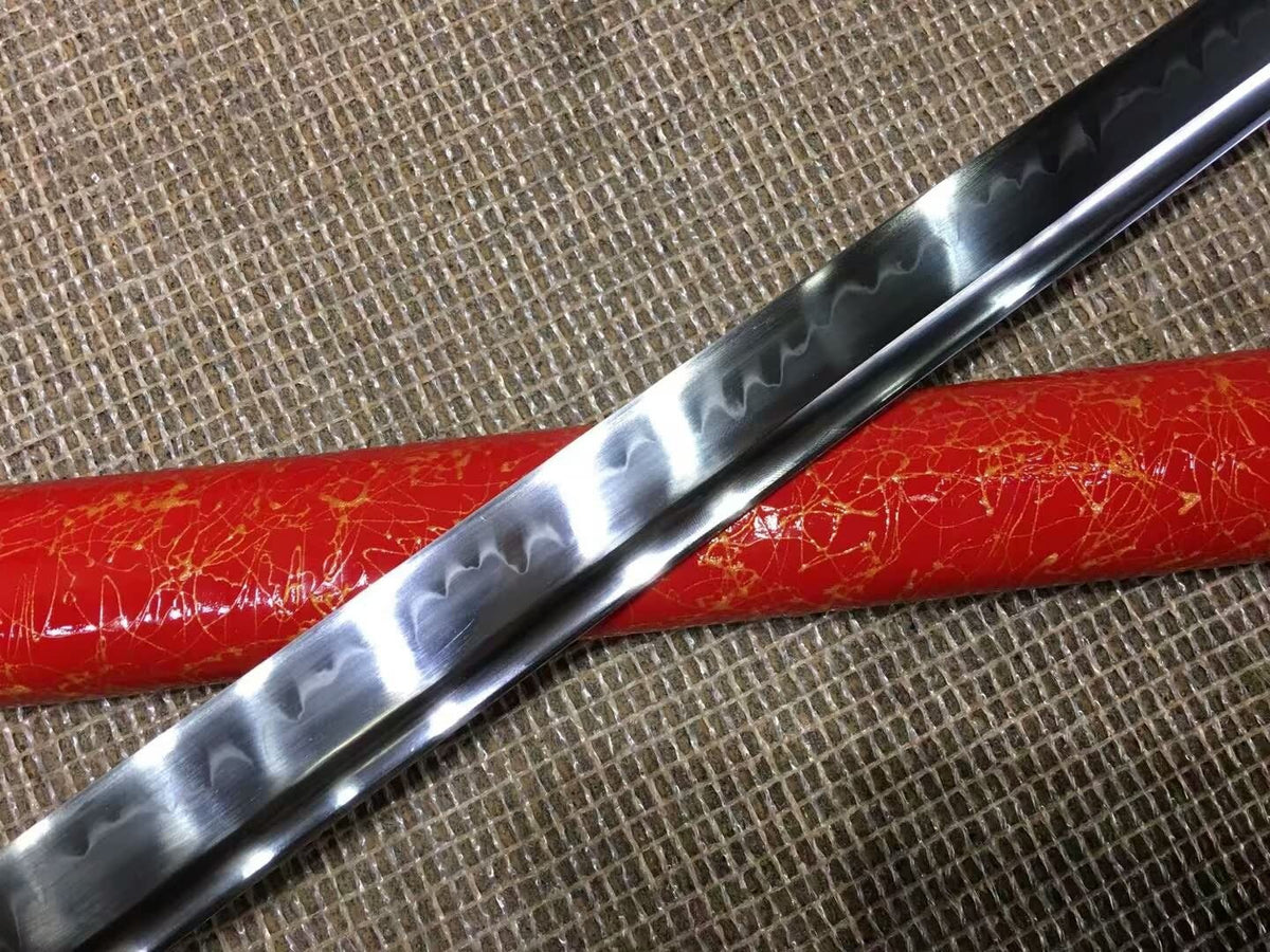 Ninja Sword(High-carbon steel burn blade,Red scabbard,Brass)Full tang - Chinese sword shop