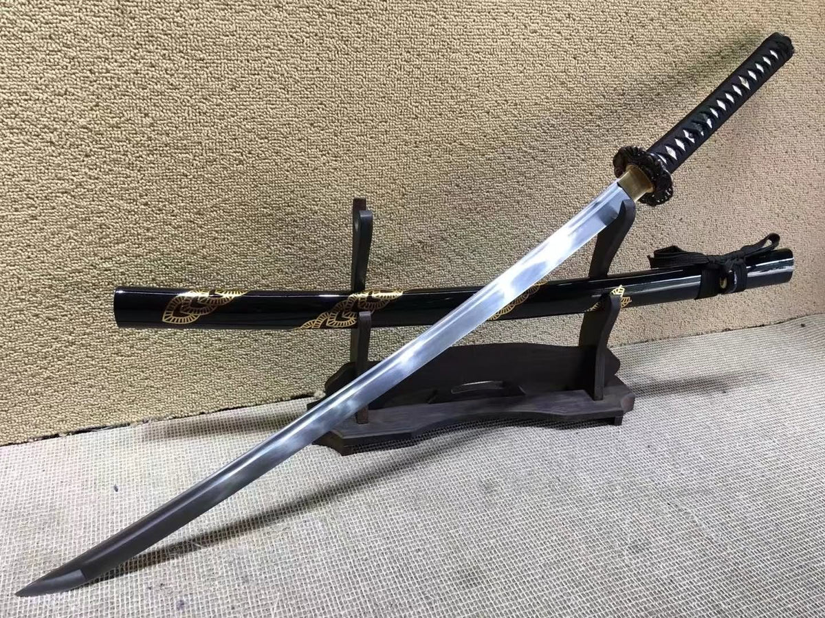 Katana,Medium carbon steel,Black scabbard,Alloy fittings,Length 39 inch - Chinese sword shop