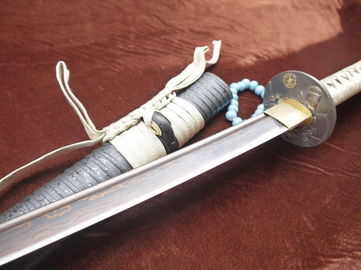 Samurai war sword Katana/Damascus steel blade/Alloy tosogu Full tang - Chinese sword shop