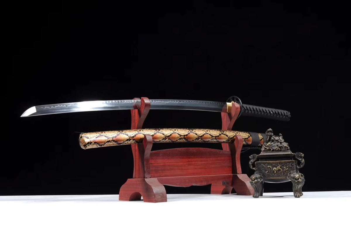 katana,High carbon steel burn blade,Snake skin texture scabbard - Chinese sword shop